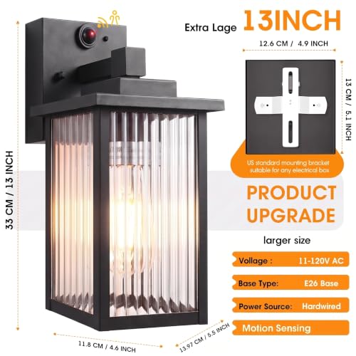 13" Motion Sensor Wall Light (Black / 13"-1 Pack)