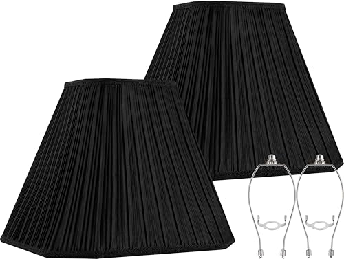 Black Silk Lamp Shades Set of 2 6.5"×13"×10.5" Bell Shade (Black-2 Pack / 6.5*13*10.5in)