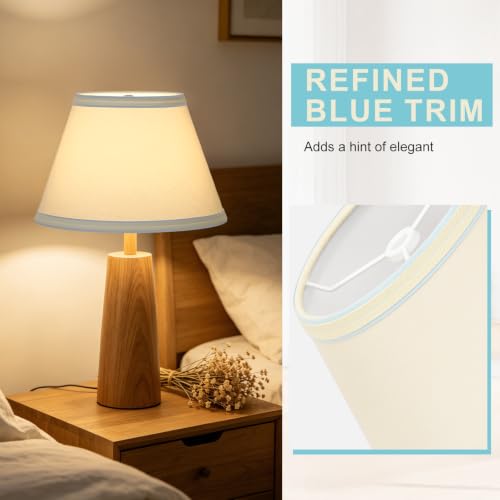 Lampshades Set of 2 (Cream with Blue Rim)