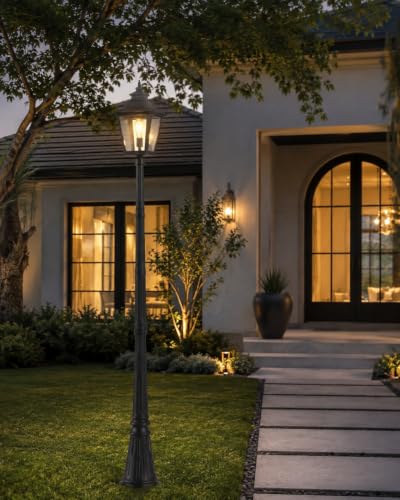 Large Outdoor Lamp Post Light with Warm Bulb (92" - Warm Bulb)