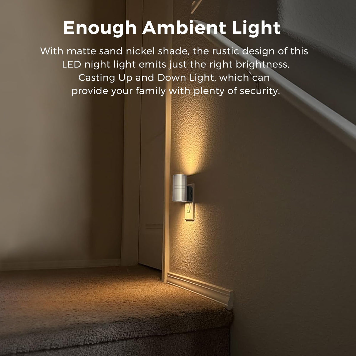 Night Light Dimmable Night Lights Plug into Wall (Matte Sand Nickel)
