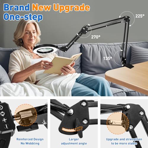 Ultra Long 3 Section Swing Arm 12X Magnifying Glass with Light (35.2 Inch)