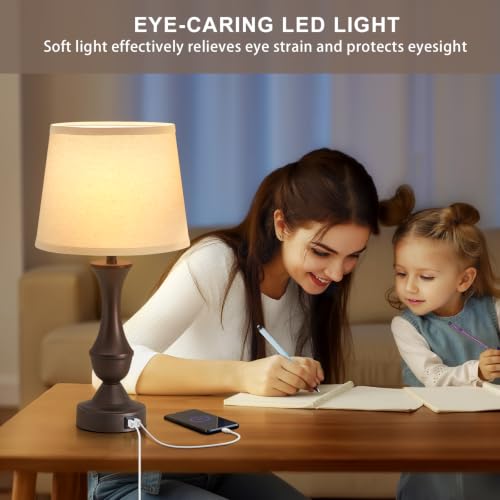 22" Table Lamp Set of 2 (Brown,Beige / 22in)