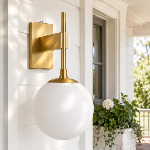18.1" Dusk to Dawn Outdoor Wall Sconce (Brass (with Photocell))