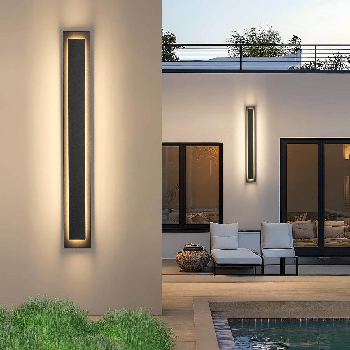 24 in Long Outdoor LED Wall Lights Exterior Lighting Fixtures (Black 1-tier Modern Design / 40 Inches（100 cm）)