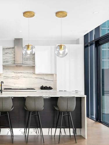 Pendant Lights Kitchen Island Gold Globe Pendant Light Fixture (Gold-Clear / Globe 1-Light)