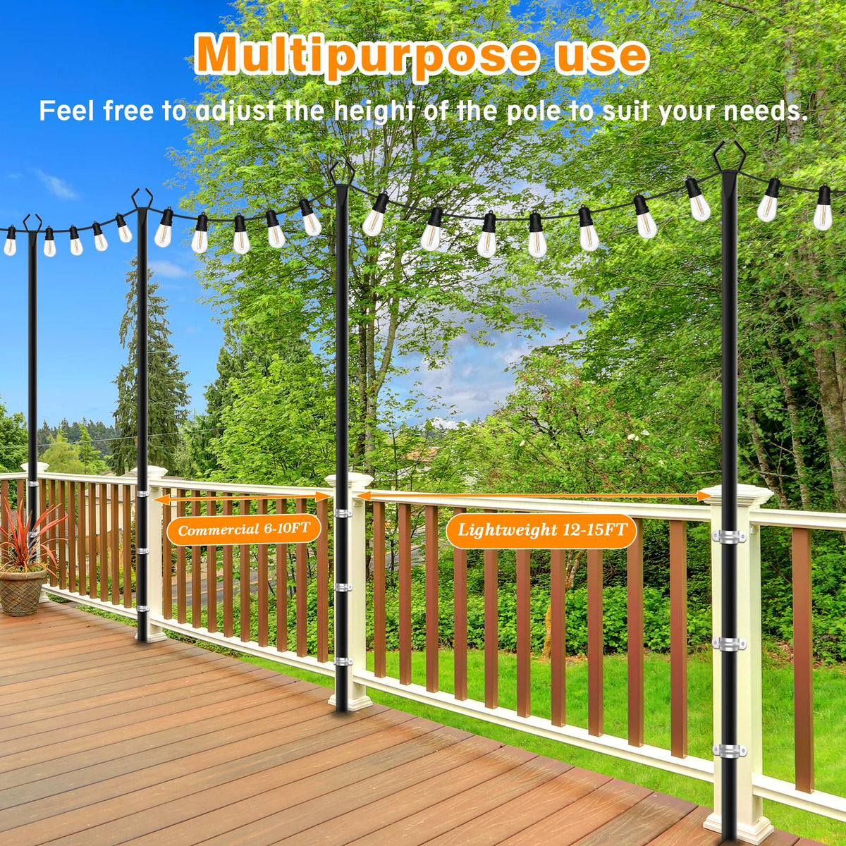 4 Pack String Light Poles (4 Pack 10FT)