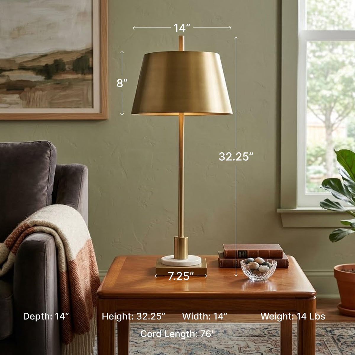 Fritzburn Metal Buffet Table Lamp (Gold Finish/White / Table Lamp)