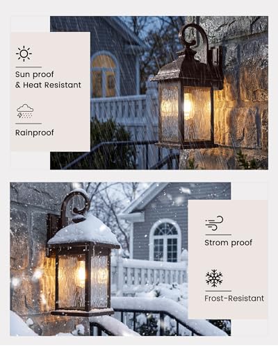 21" Outdoor Wall Light Fixtures (ORB, Water Ripple Glass / 21", Single Unit)