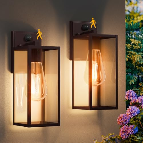 15'' Oil Rubbed Bronze Motion Sensor Outdoor Front Porch Light Fixtures Wall Mount (14.8'' / Oil-Rubbed Bronze)
