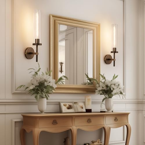 19.5" Knurled‑Craft Hardwired Bronze Wall Sconce (Bronze-Clear Tube / 19.5″-1 Pack)