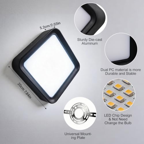36W LED Outdoor Wall Sconces Black Exterior Lighting Fixture (Black)