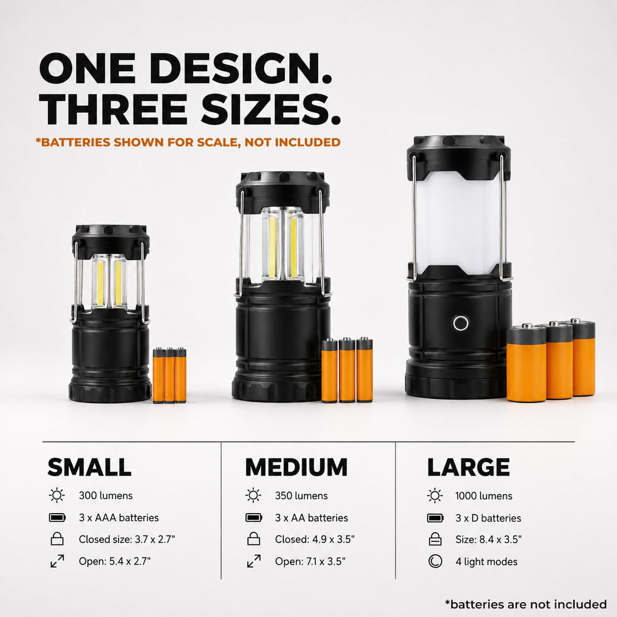 Camping Lights LED Lantern Flashlights (2 Pack / Small (300 Lumens))