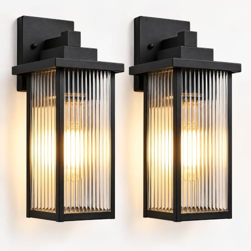 2 Pack 18" Matte Black Outdoor Wall Light (Black / 18''-2 Pack)