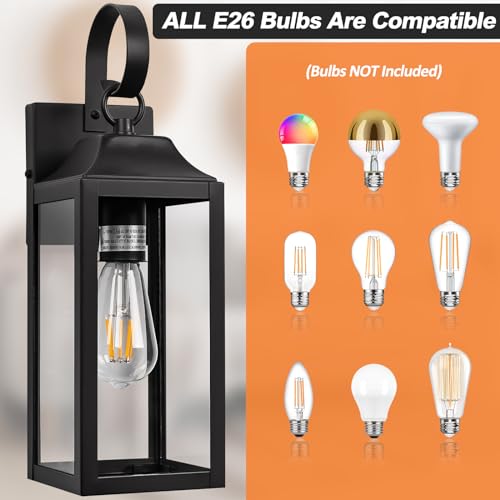 2 Pack Outdoor Light Fixtures Wall Mount Porch Light 15 Inch Black (15 Inch Ordinary / Black)