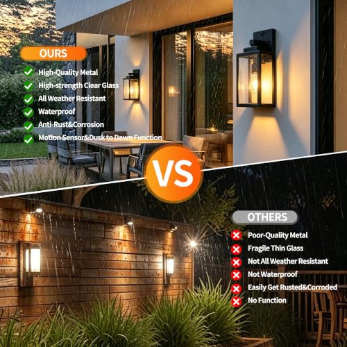 15 Inch Motion Sensor Dawn to Dusk Outdoor Sensor Light Fixture Waterproof Porch Lights Anti (15 Inch)