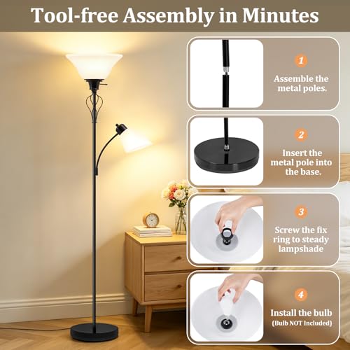 Floor Lamps for Living Room (Glossy Black)
