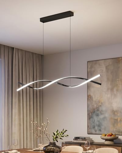 57in Kitchen Island Light (Black-Wave / 57in)