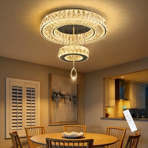 Modern Chandelier Bedroom Light Indoor LED Dimmable Lights Ceiling Chandeliers for Dining Room Kitchen Entryway Black 25W LEDs Fixtures 2000 Lumens (Black / W16")