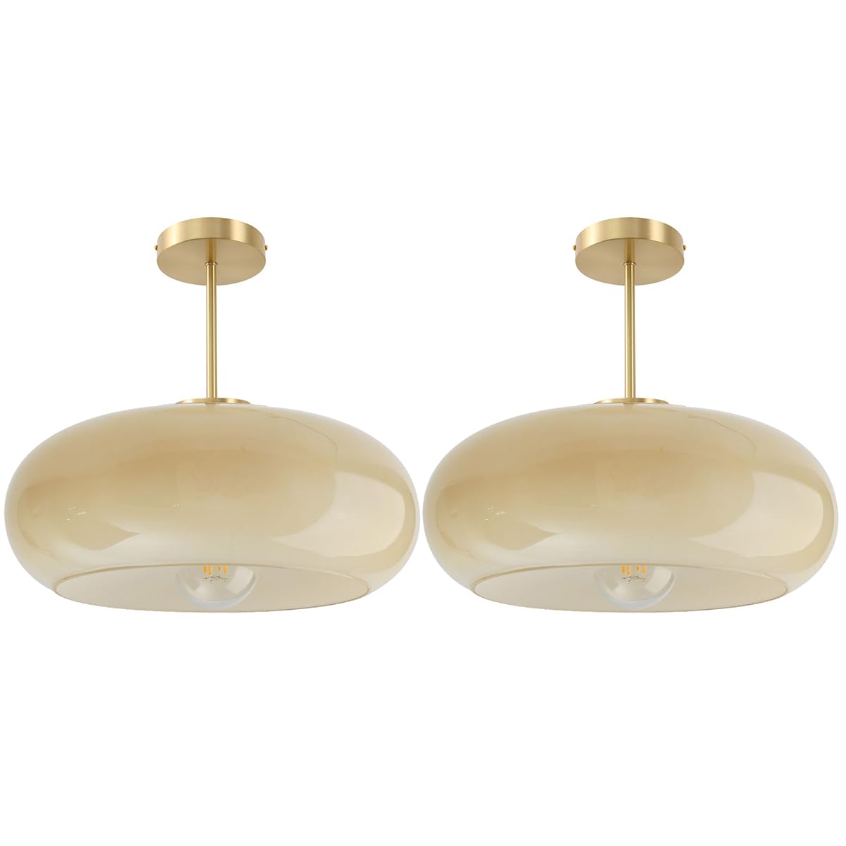 Large Modern Flush Mount Ceiling Light Milk Yellow Mid century Light (15.7″-Milk Yellow2)