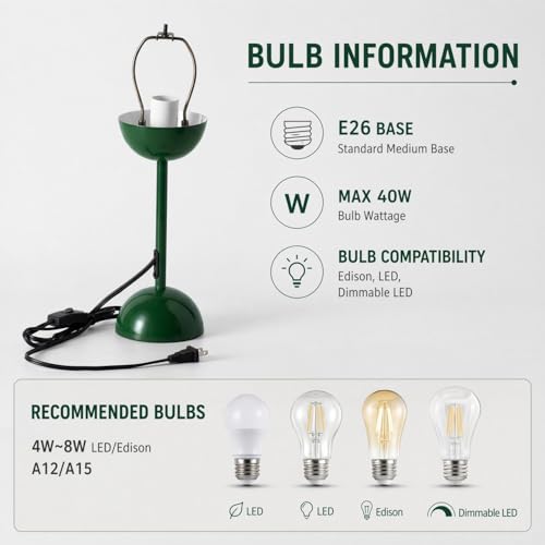 Creative Mid Century Modern Bud Table Lamp for Home&Office (Hunter Green)