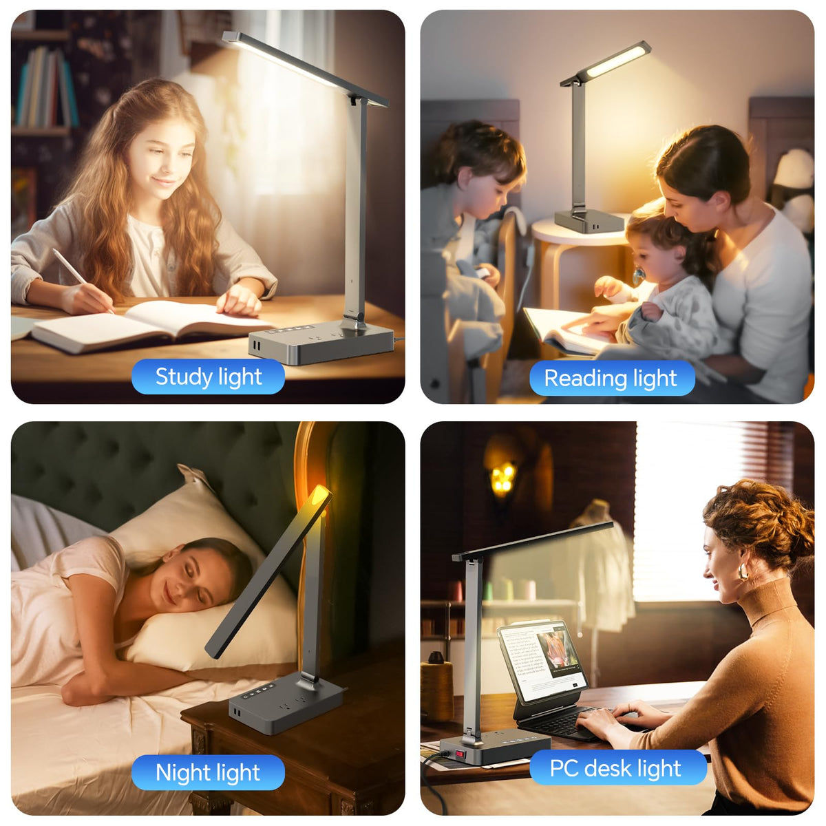 Desk Lamp with USB Charging Port (Black3)