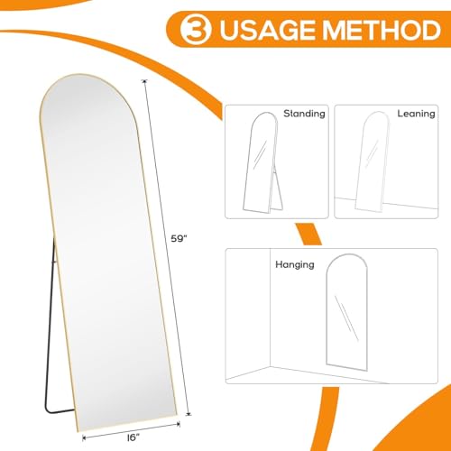 16"x59" Arched Mirror Full Length (Gold-arched / 59"L x 16"W)