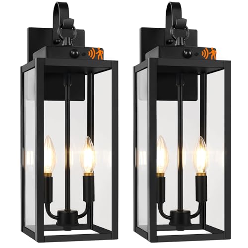 2 Pack 17.5" Upgraded Motion Sensor Outdoor Wall Lights (Matte Black / 17.5")
