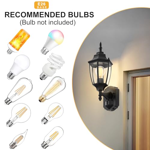 Motion Sensor Outdoor Wall Lights Fixtures (Black / 2 Pack)