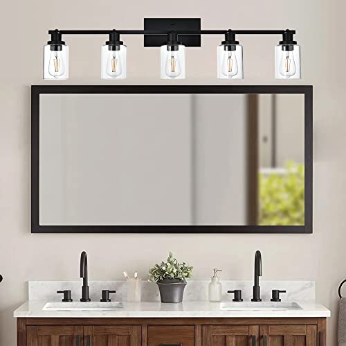 5 Light Vanity Lights for Bathroom with Rotatable Light Head (Black / 5-Light)