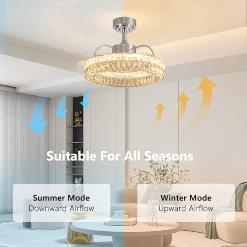 Crystal Ceiling Fans with Lights (Nickel - 21 Inch)