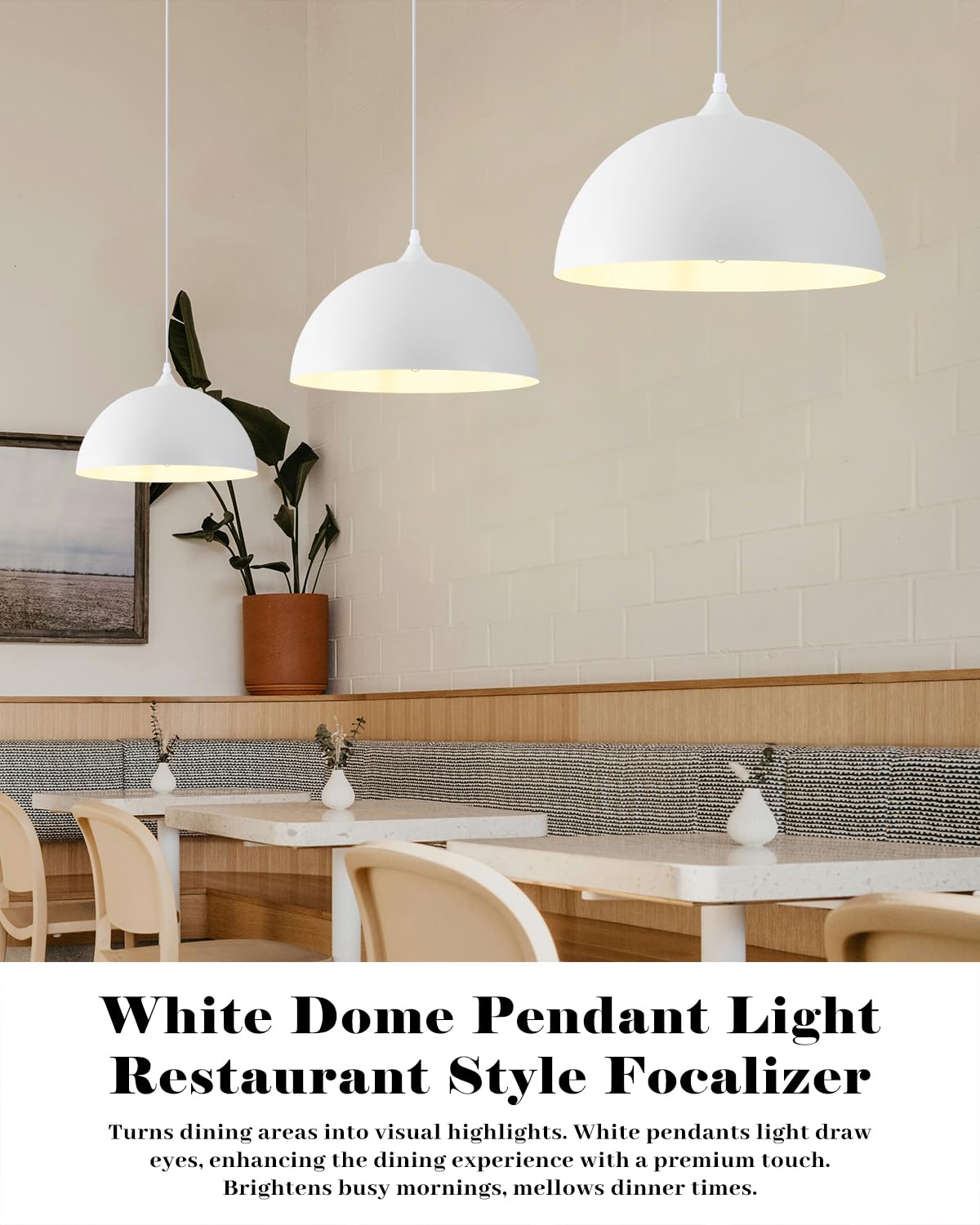 White Pendant Lights Kitchen Island 2 Pack (White+White / 14"x2)