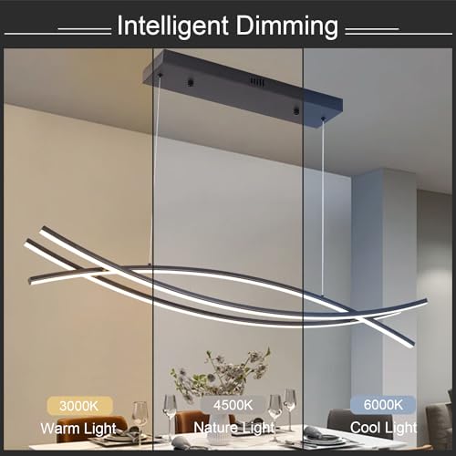 39.37in Color Changing Modern LED Pendant Light (Black / 39.37")