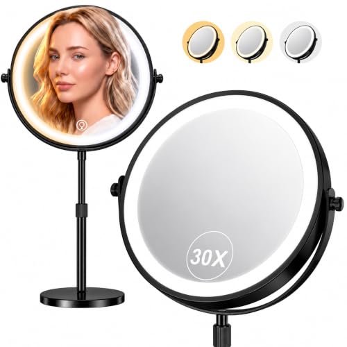1X 30X Makeup Mirror with Lights (Black)