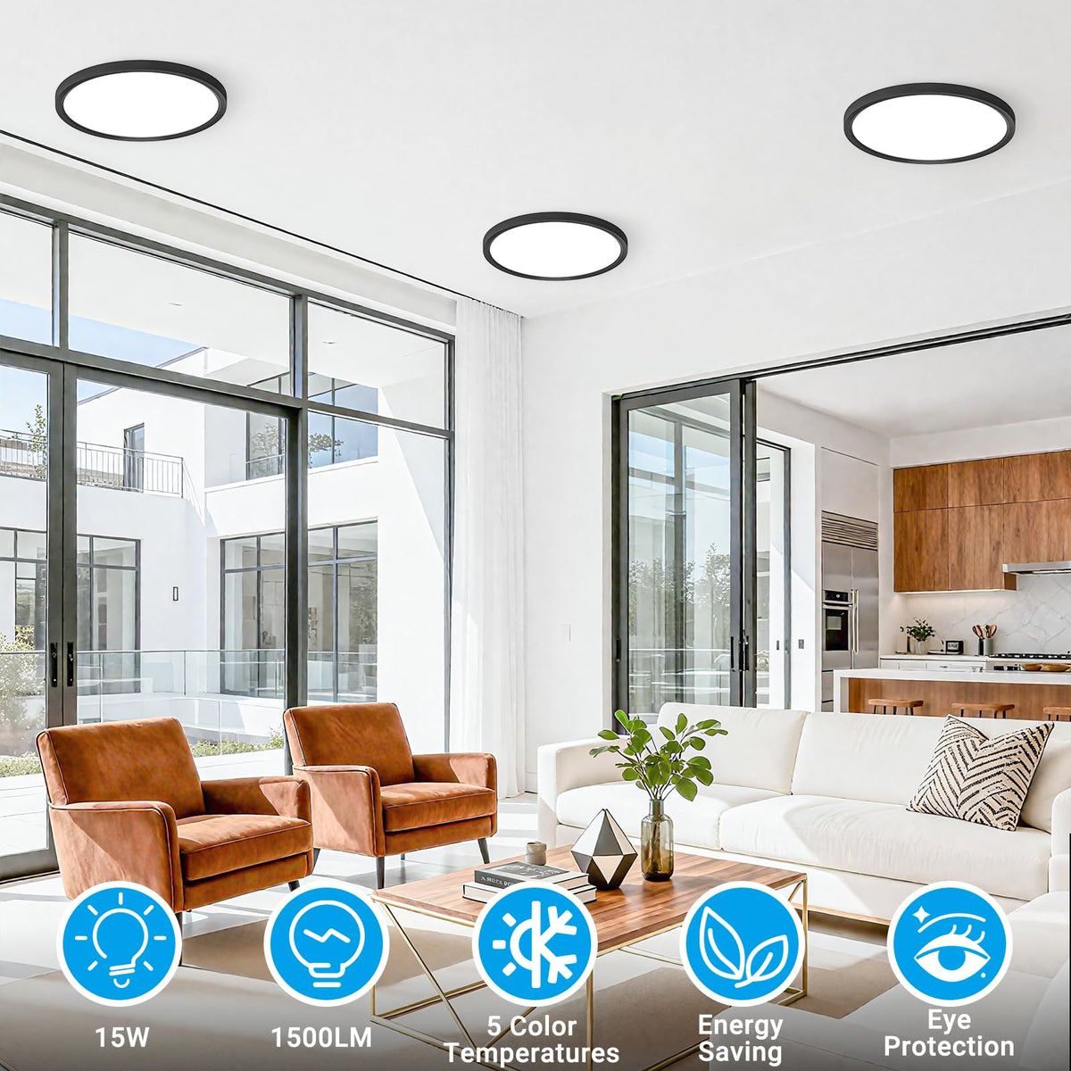 LED Flush Mount Ceiling Light (Black / 7 Inch-1pack)