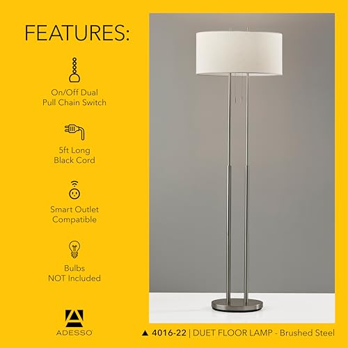 2 Light Floor Lamp (Satin Steel / Floor Lamp)