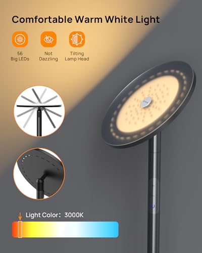 Floor Lamp Modular 71 in Tall Pole Light (Warm light Black)