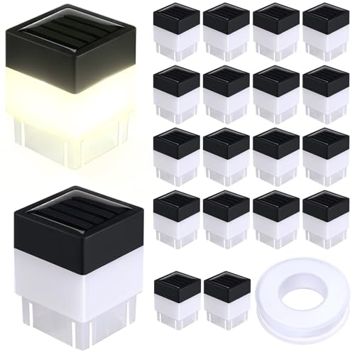 20 Pack Solar Post Cap Lights (Warm Yellow)
