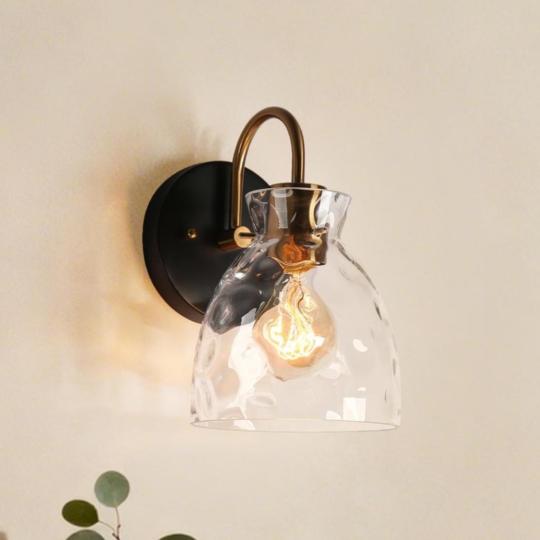 Mid Century Modern Wall Sconce (Black & Electroplated Brass / 1-Light)