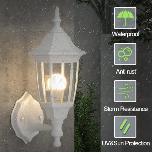 Dusk to Dawn Plastic Outdoor Wall Light Fixtures (White / Dusk to Dawn-Plastic)