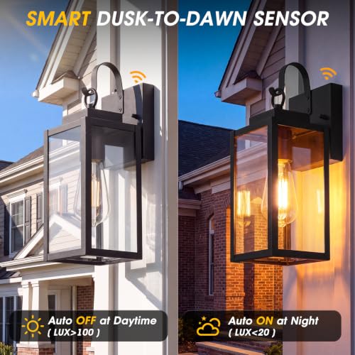 2 Pack 13" Dusk to Dawn Porch Light (13'' 2 PACK / Black)