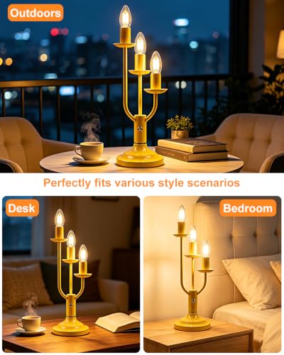 Yellow Candelabra Table Lamp Dimmable Warmwhite 3 Bulbs Included (06-Yellow 3-Light Candelabra)
