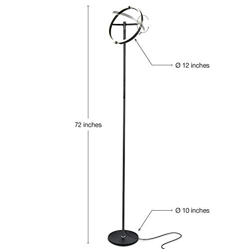 Halo Split Modern Bright LED Torchiere Floor Lamp for Offices (Jet Black)