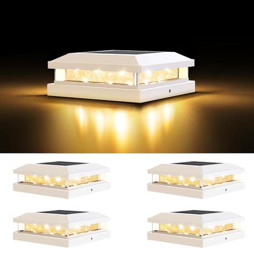 4x4 5x5 Solar Post Cap Lights Outdoor 4 (White / 4 Pack)