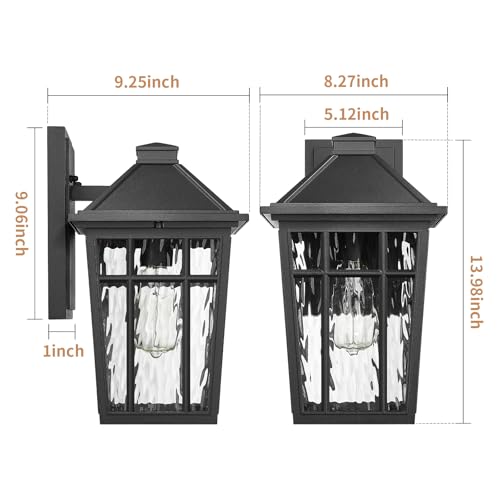 Outdoor Wall Lights for Porch (Black / 14inch-1pack)