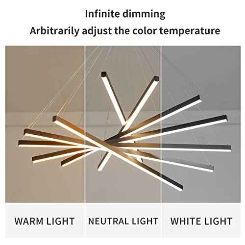 Modern LED Chandeliers Dimmable Pendant Light Fixture 7 Lights for High Ceiling Living Room Dining Room Staircase Restaurant Sputnik Floating Sculptural Art Hanging Lamp (39.4inch / Black)