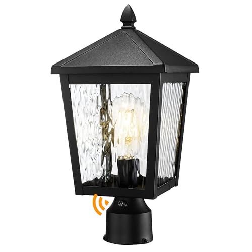 Dusk to Dawn Lamp Post Fixture with Photocell Sensor (Black - Water Glass - Dusk to Dawn / Large)