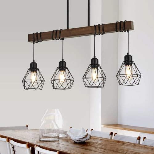 Farmhouse Dining Room Light Fixture (Black / 4-Light)
