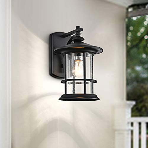 12.5 Inches Vintage Textured Black Outdoor Wall Sconce 2 Pack (Black / 2 Pack H12.5")