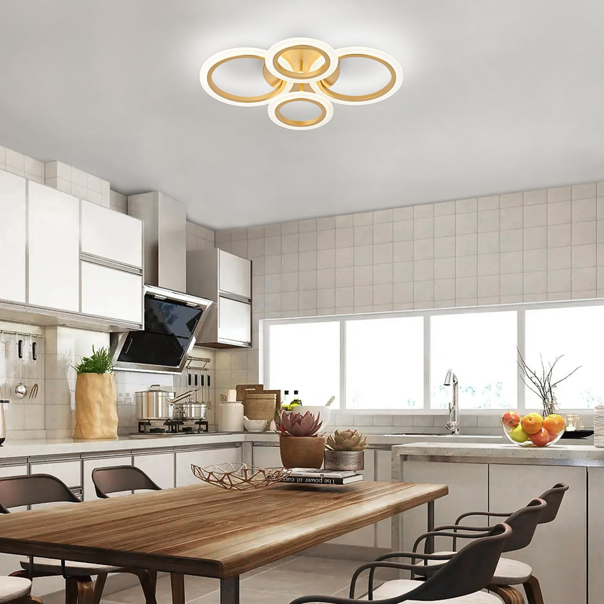 Modern LED Ceiling Light (4-Light / Gold)